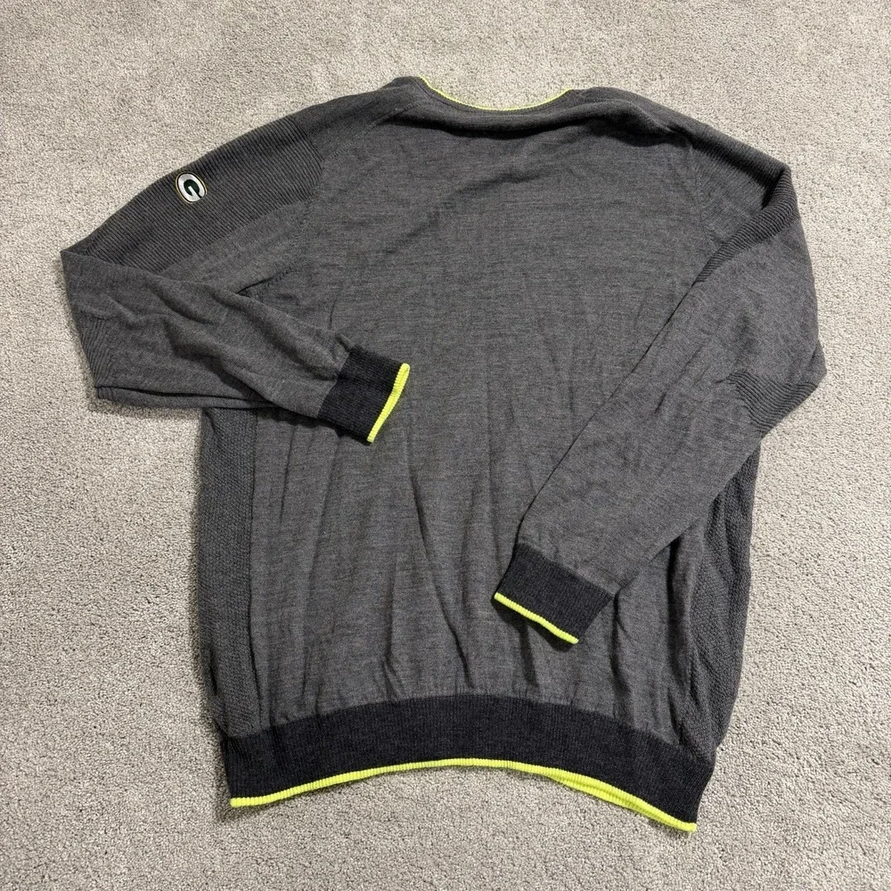 Nike Golf Green Bay Packers Sweater Mens Sz XXL‎ Grey V-Neck Wool Blend Pullover